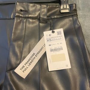 Zara XS Full Length Straight Leg Faux Leather Pants